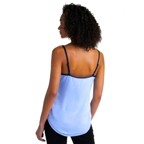 Slvls Kenneth Cole NY Textured Woven Chiffon Overlay Cami Blouse SkyBlue - Picture 4 of 15